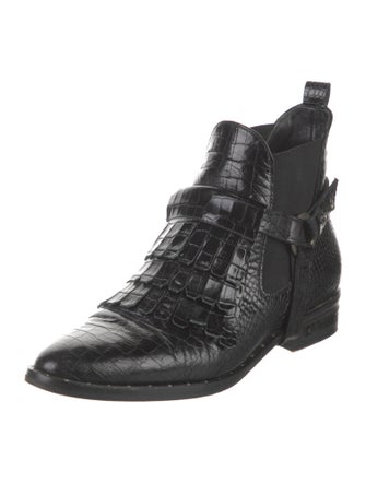 Freda Salvador Leather Fringe Trim Accent Boots