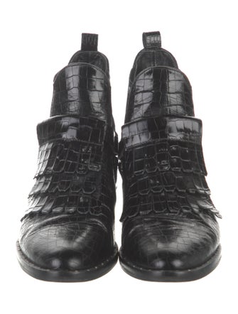 Freda Salvador Leather Fringe Trim Accent Boots