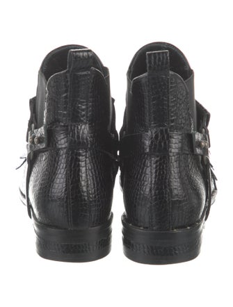 Freda Salvador Leather Fringe Trim Accent Boots