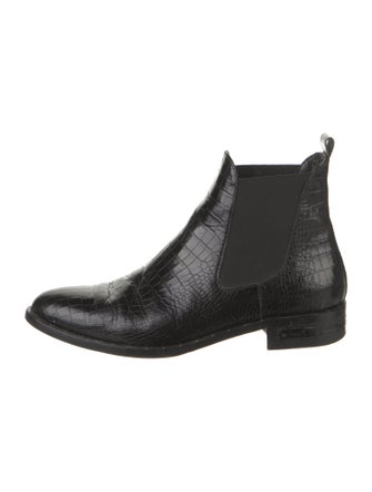 Freda Salvador Embossed Leather Studded Accents Chelsea Boots