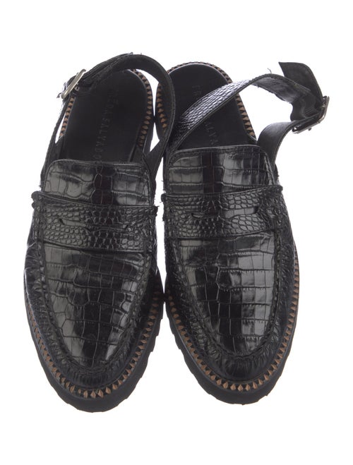 Freda Salvador Embossed Leather Cutout Accent Slingback Flats