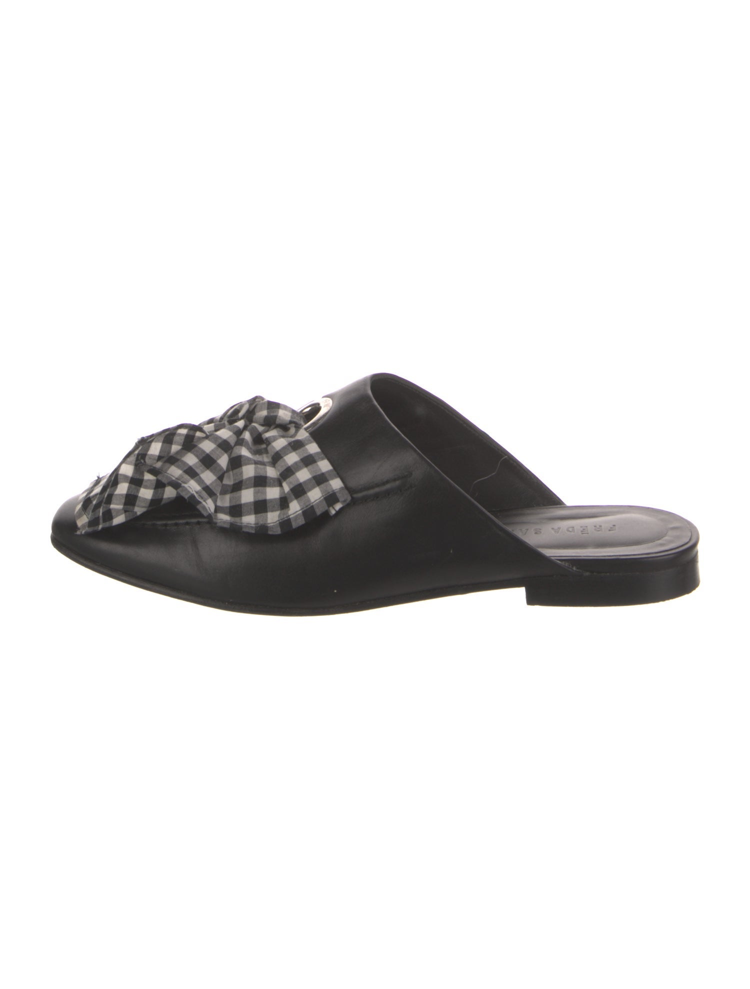 Freda Salvador Leather Plaid Print Mules