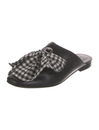 Freda Salvador Leather Plaid Print Mules