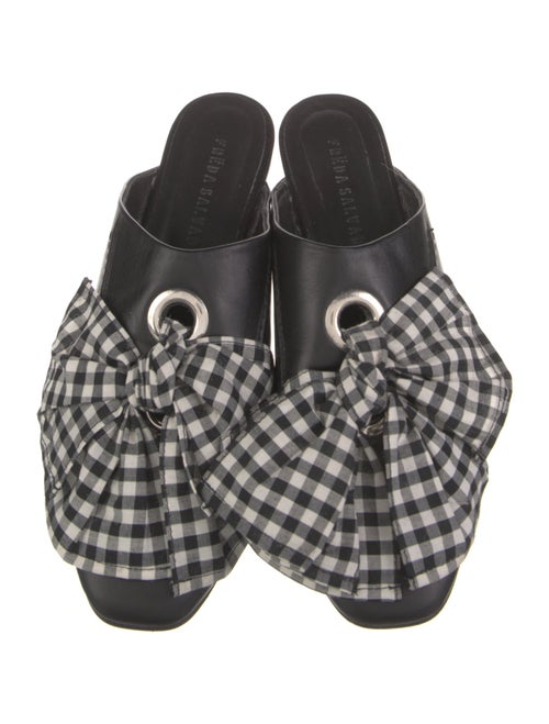 Freda Salvador Leather Plaid Print Mules