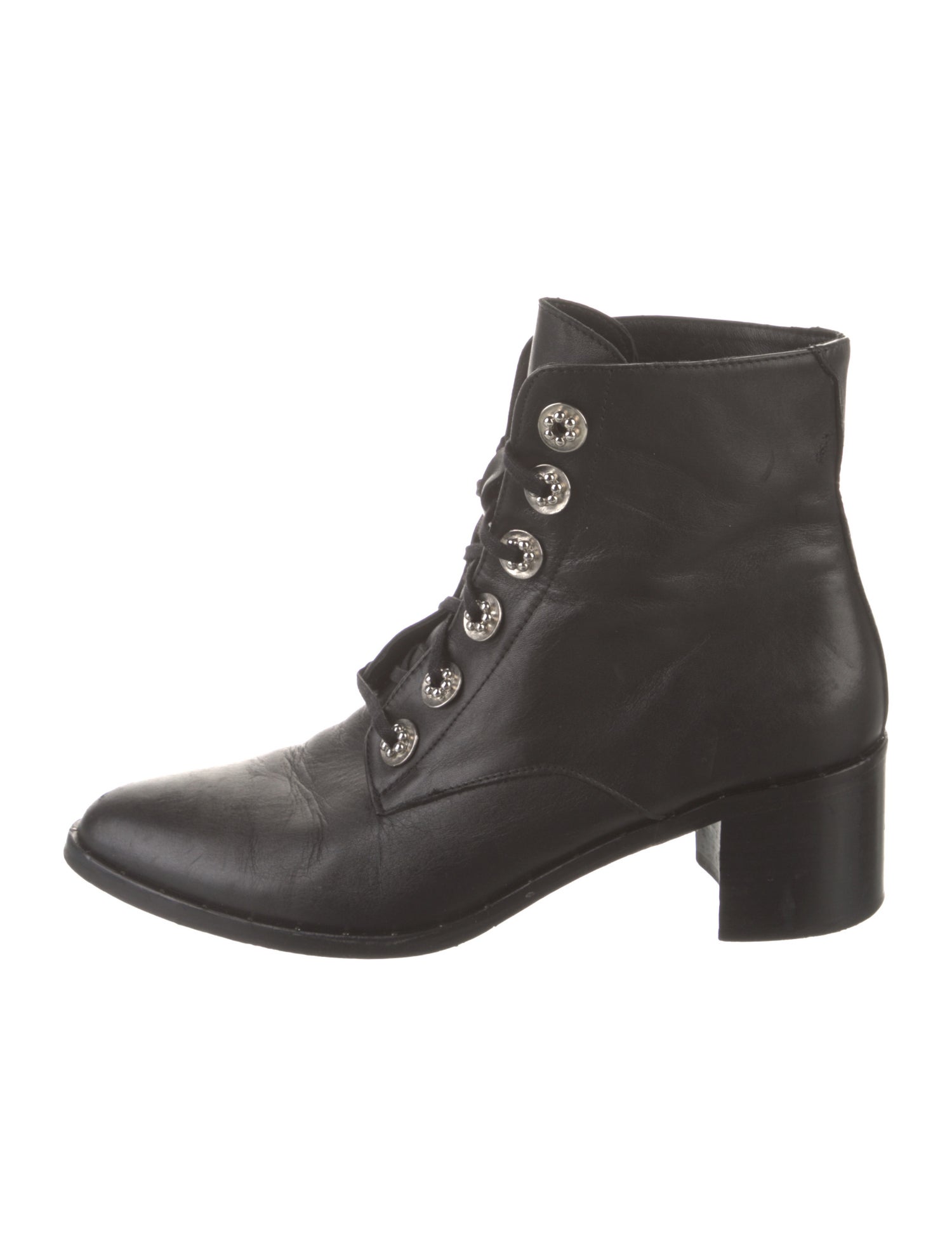Freda Salvador Leather Studded Accents Combat Boots