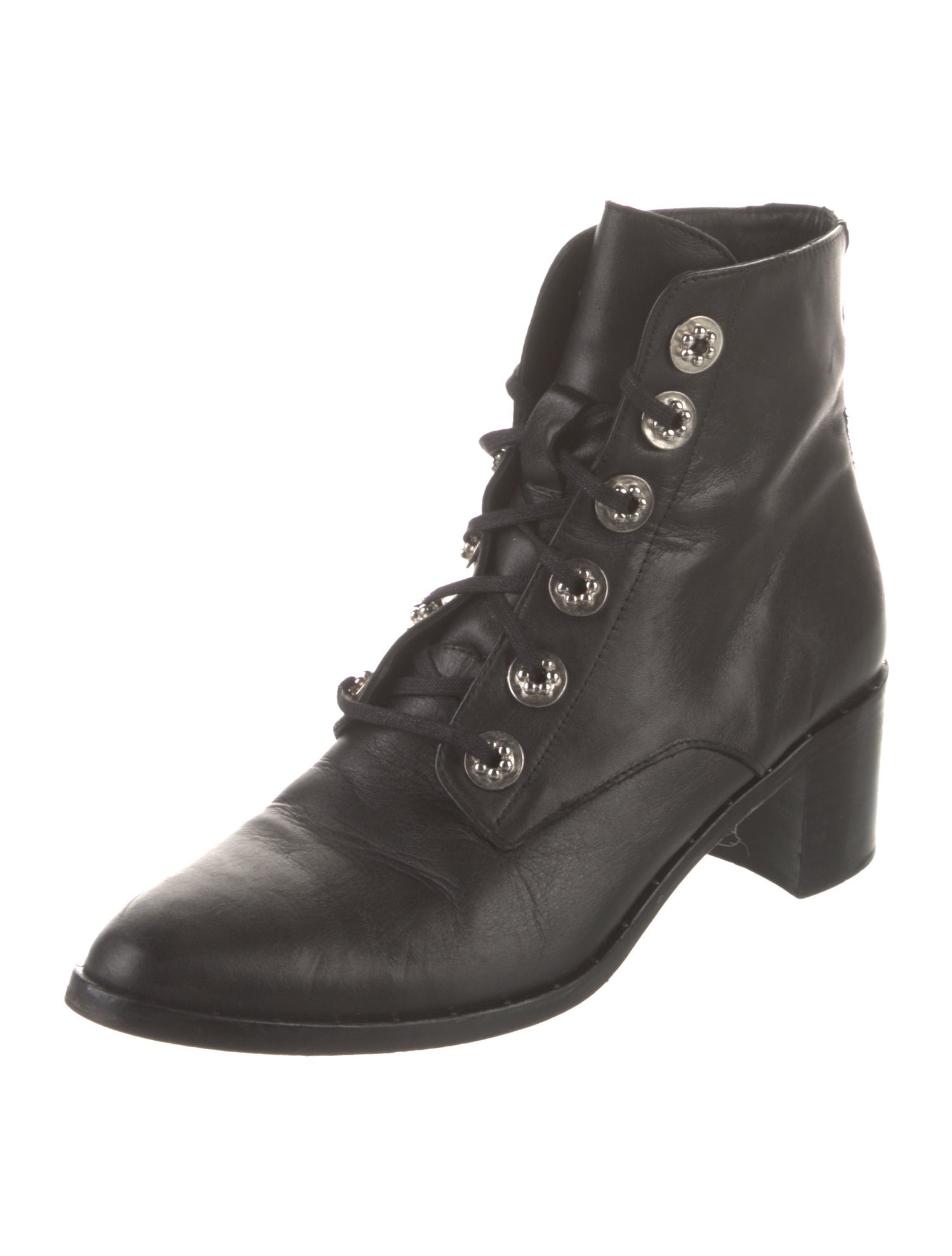 Freda Salvador Leather Studded Accents Combat Boots