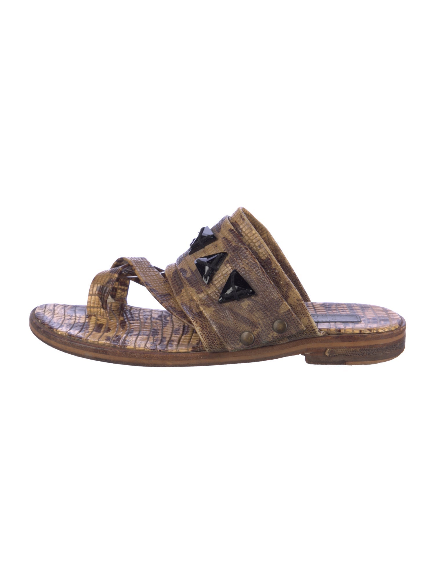 Freda Salvador Embossed Leather Printed Slides