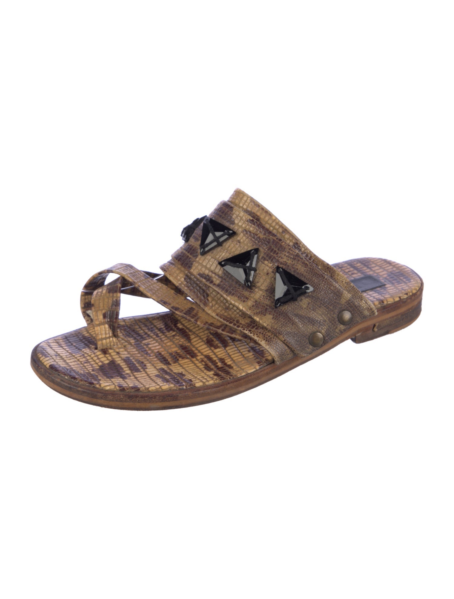 Freda Salvador Embossed Leather Printed Slides