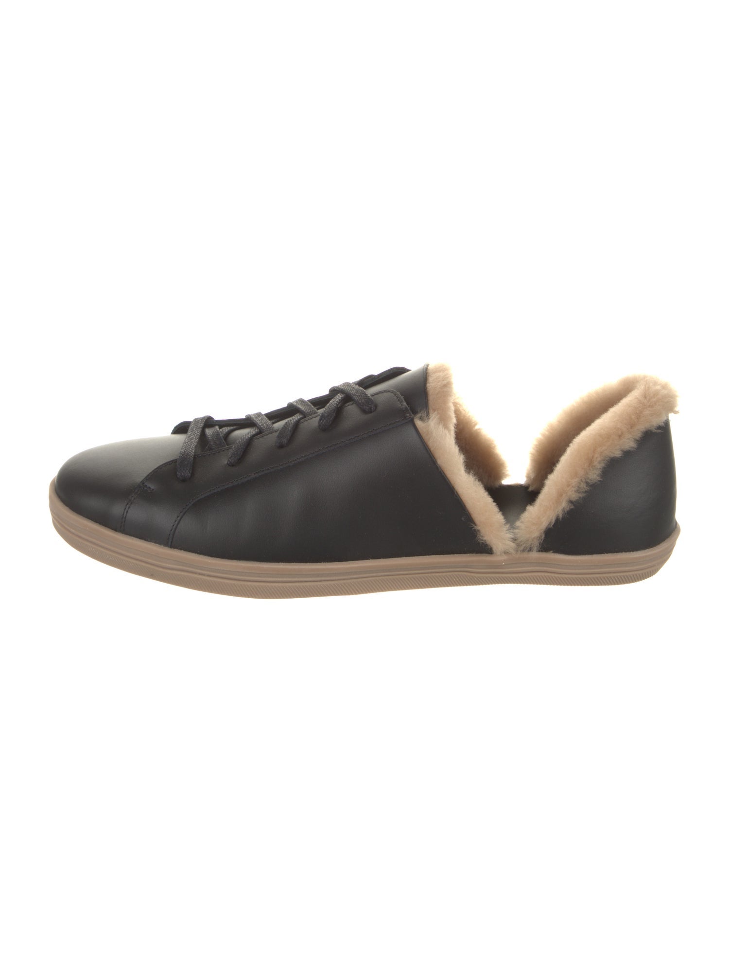 Freda Salvador Leather Fur Trim Sneakers