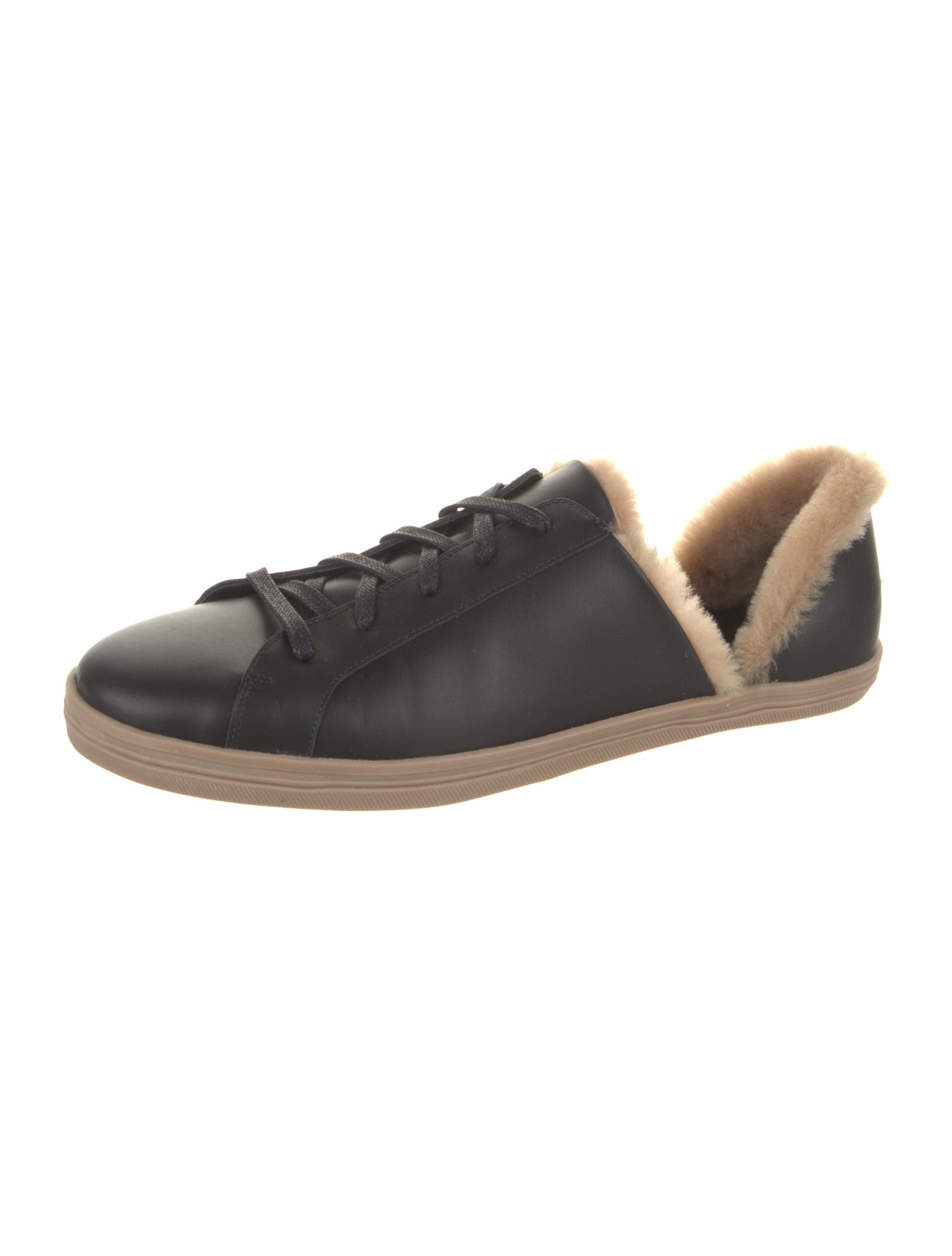 Freda Salvador Leather Fur Trim Sneakers