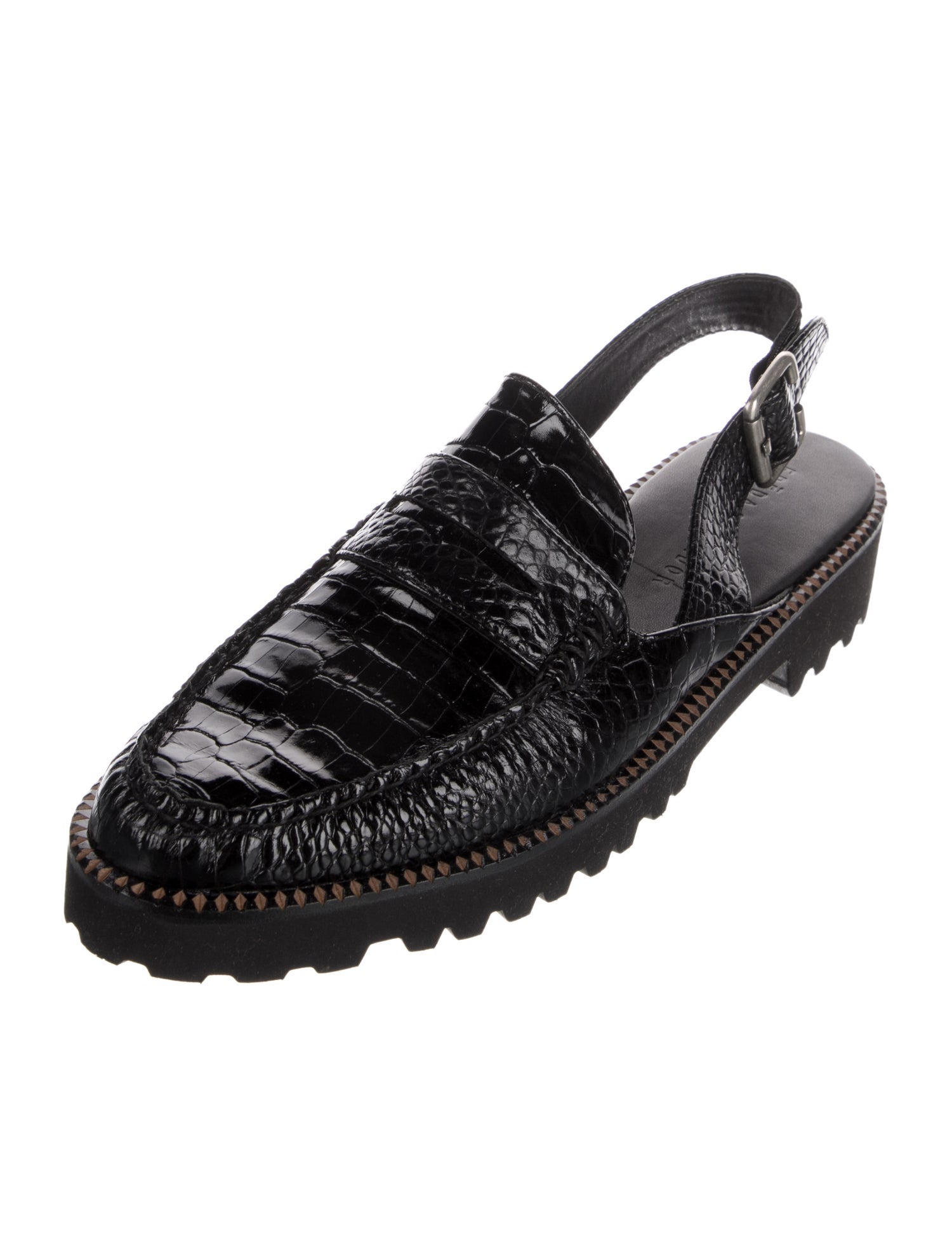 Freda Salvador Embossed Leather Slingback Flats