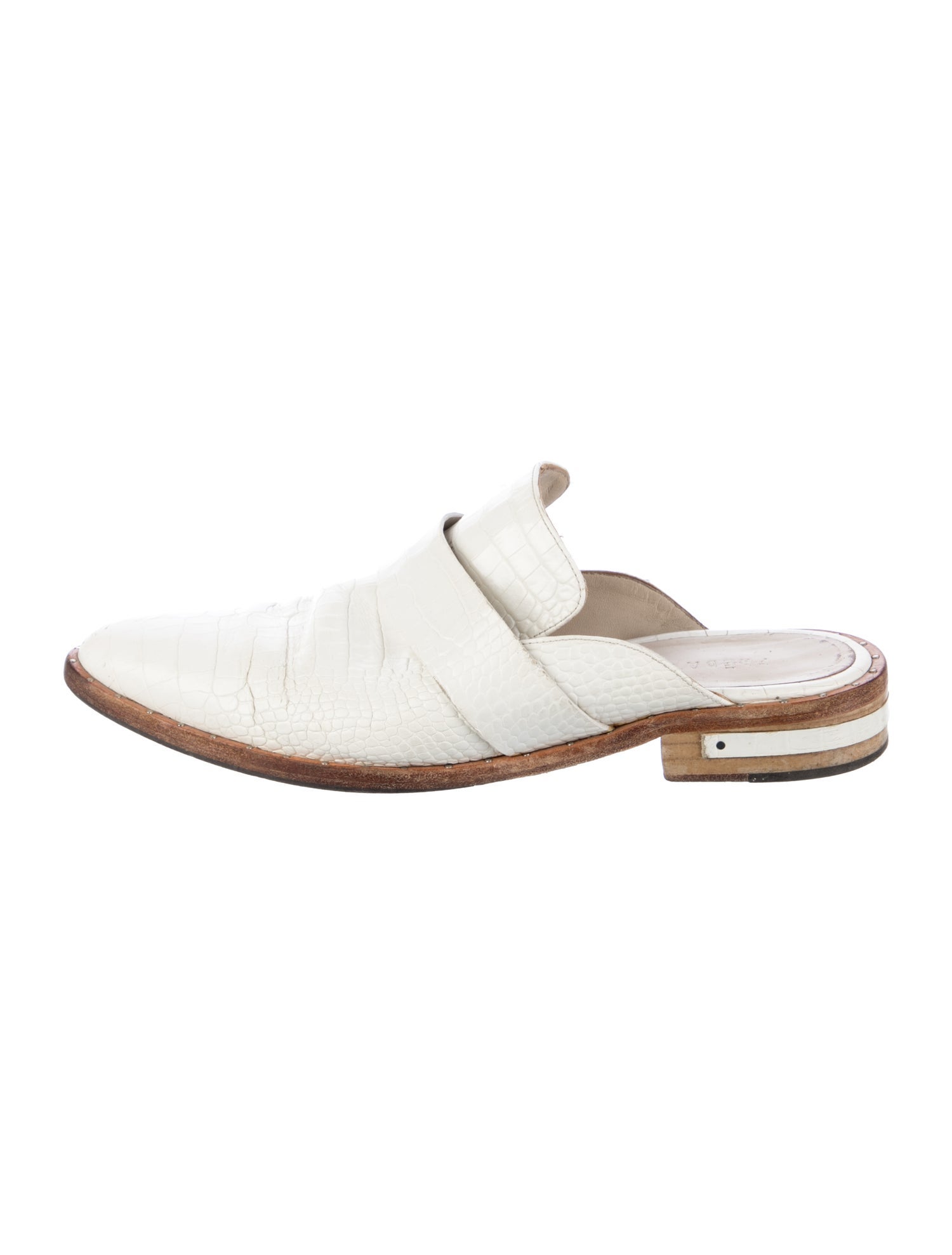 Freda Salvador Embossed Leather Colorblock Pattern Mules
