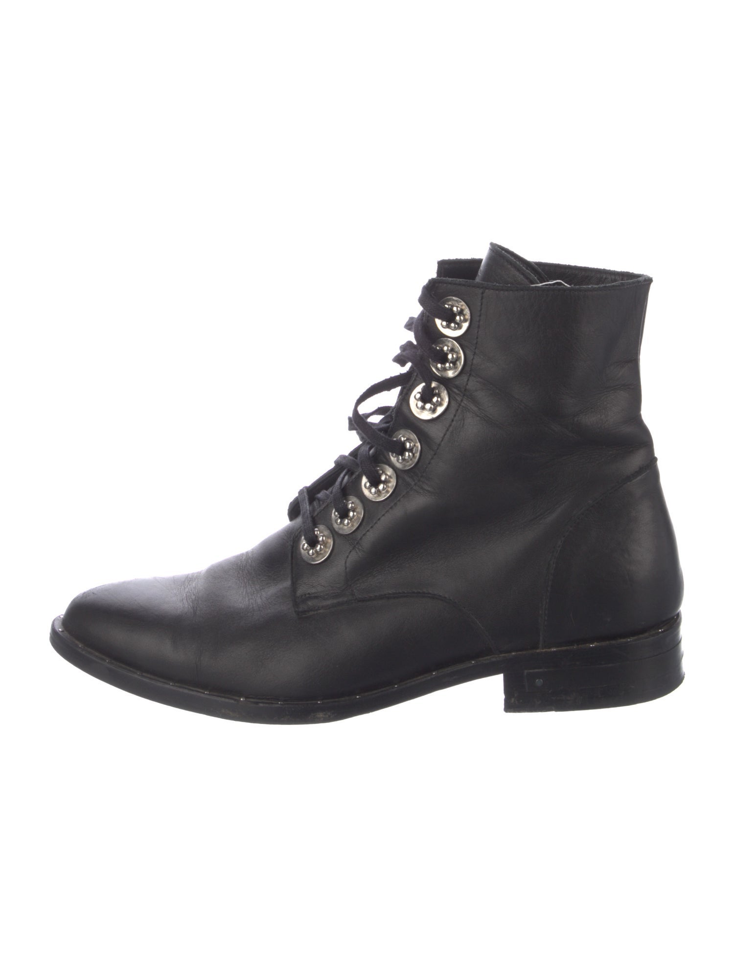 Freda Salvador Leather Studded Accents Combat Boots
