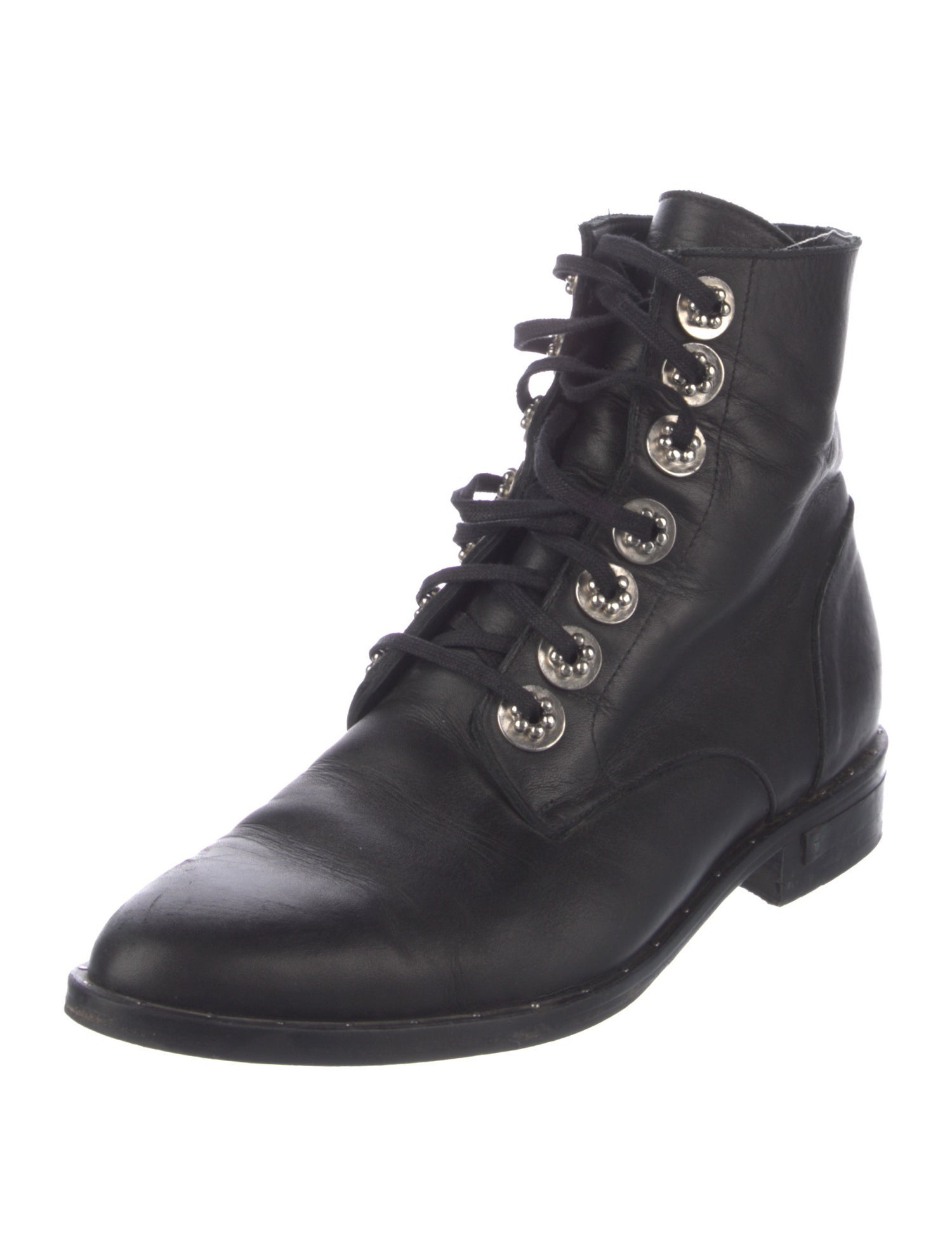 Freda Salvador Leather Studded Accents Combat Boots