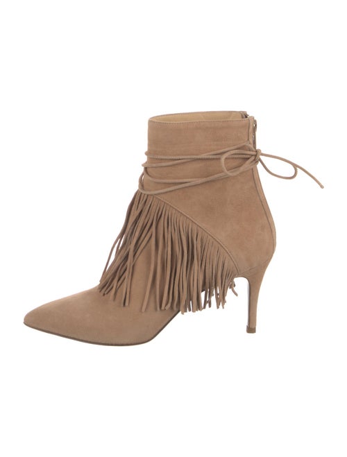 Bionda Castana Suede Fringe Trim Accent Lace-Up Boots