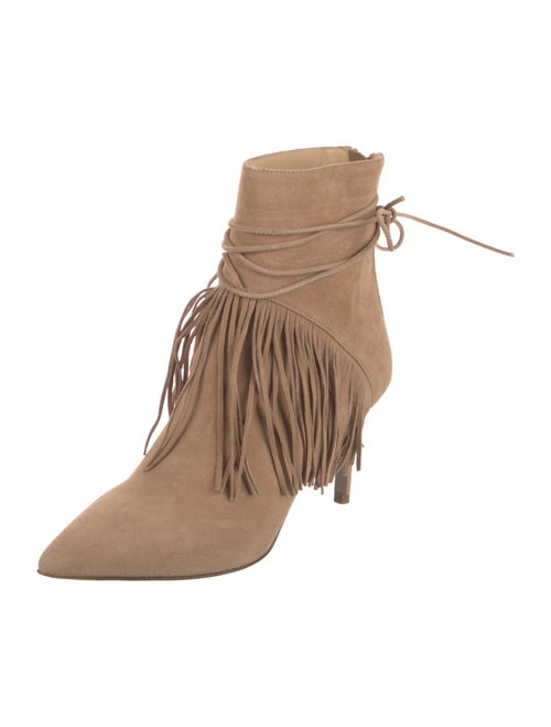 Bionda Castana Suede Fringe Trim Accent Lace-Up Boots