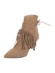 Bionda Castana Suede Fringe Trim Accent Lace-Up Boots