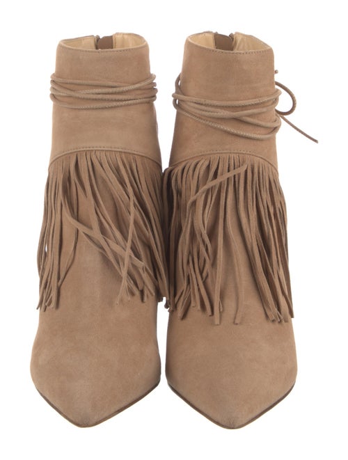 Bionda Castana Suede Fringe Trim Accent Lace-Up Boots