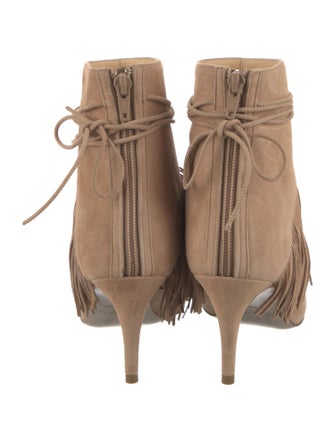 Bionda Castana Suede Fringe Trim Accent Lace-Up Boots