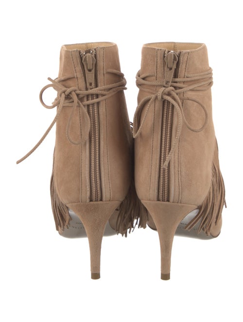 Bionda Castana Suede Fringe Trim Accent Lace-Up Boots