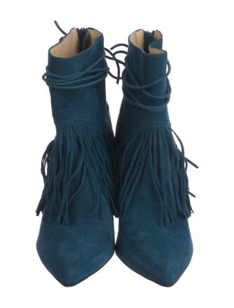 Bionda Castana Suede Fringe Trim Accent Boots