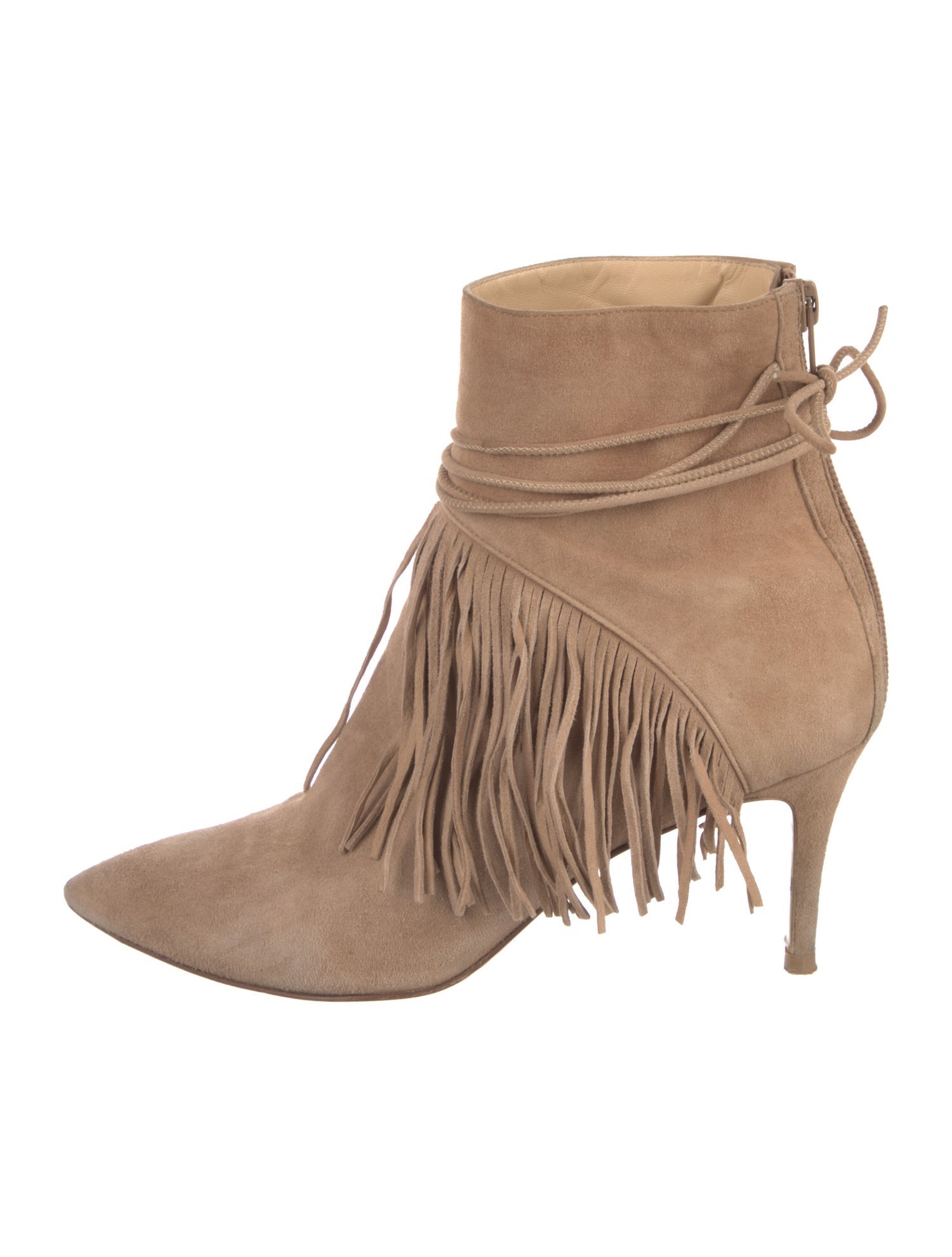 Bionda Castana Suede Fringe Trim Accent Boots