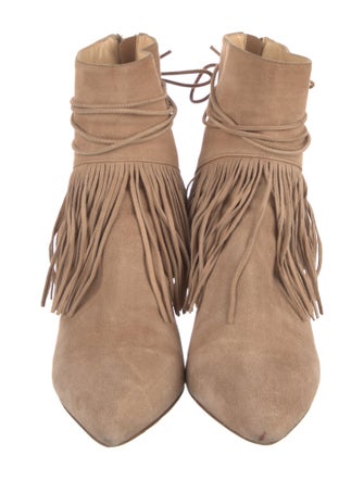 Bionda Castana Suede Fringe Trim Accent Boots