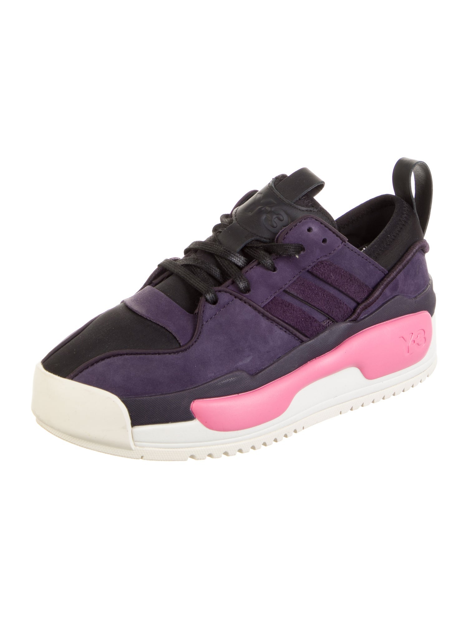 Y-3 Suede Colorblock Pattern Athletic Sneakers