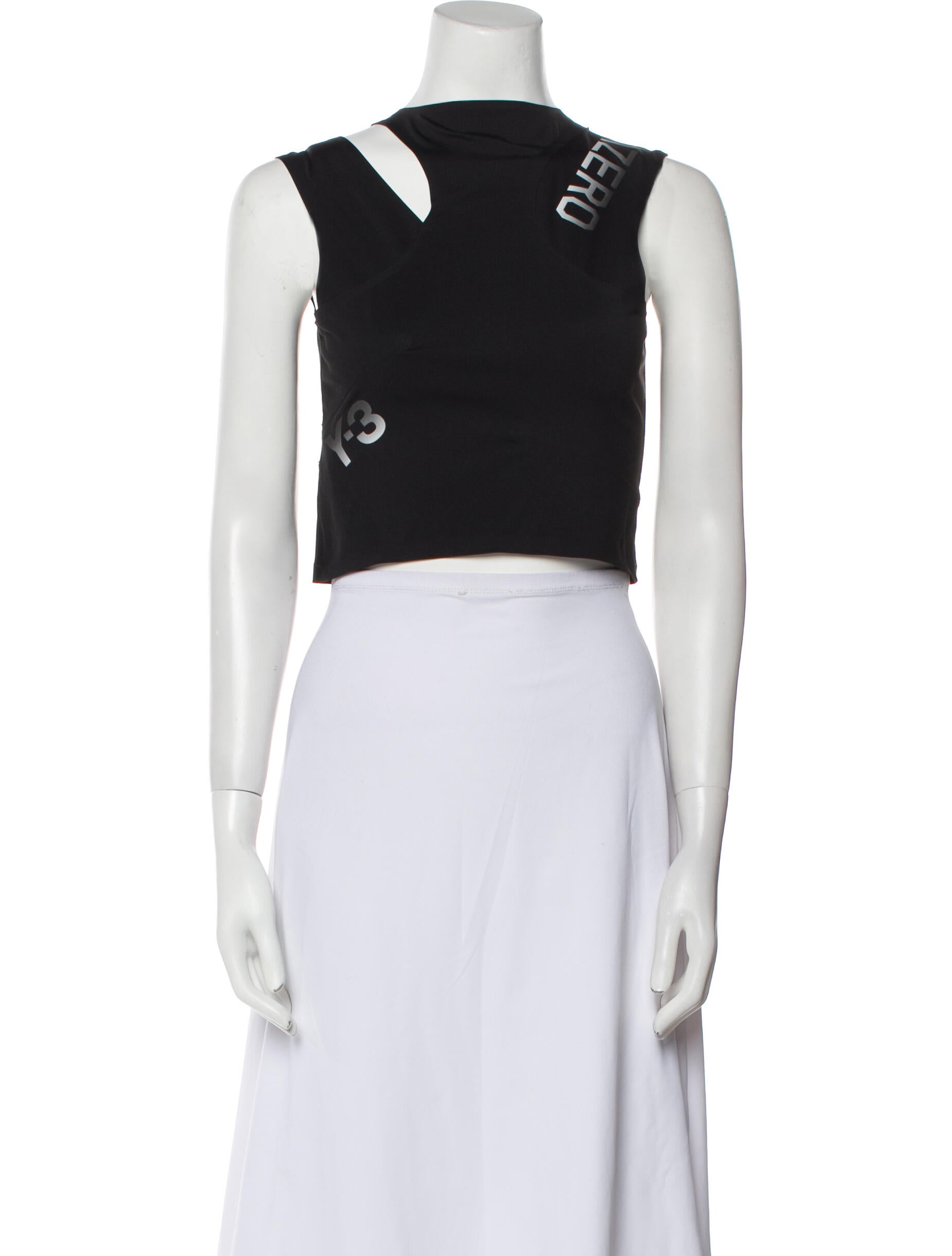 Y-3 Graphic Print Crew Neck Crop Top