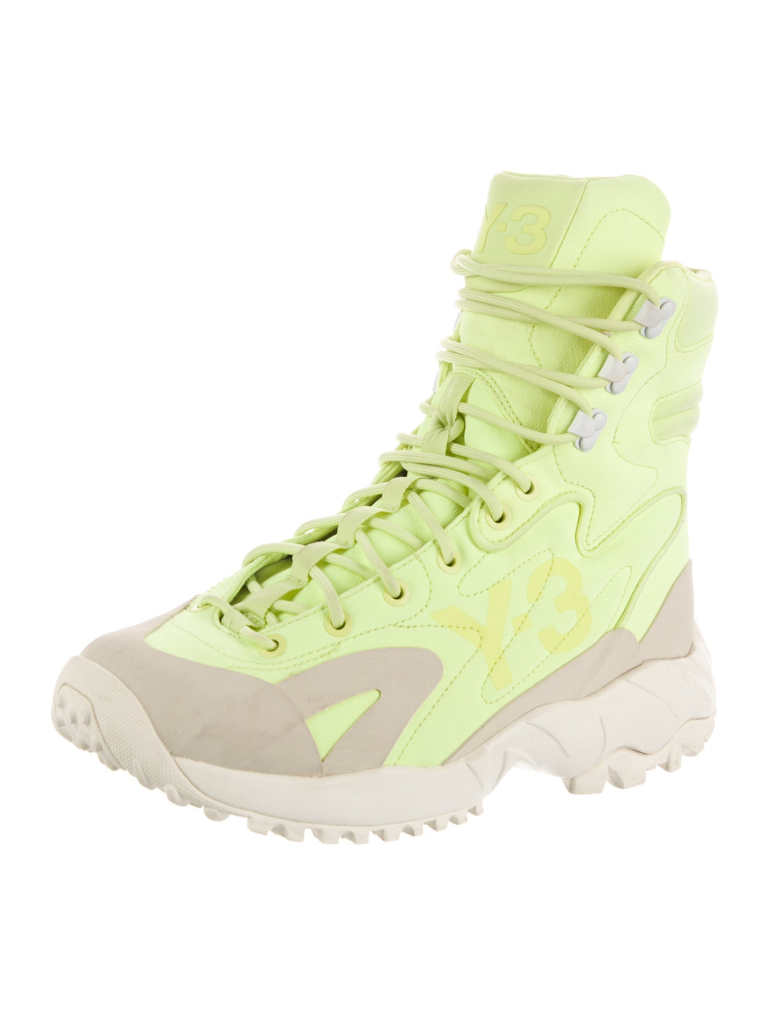 Y-3 Colorblock Pattern Lace-Up Boots