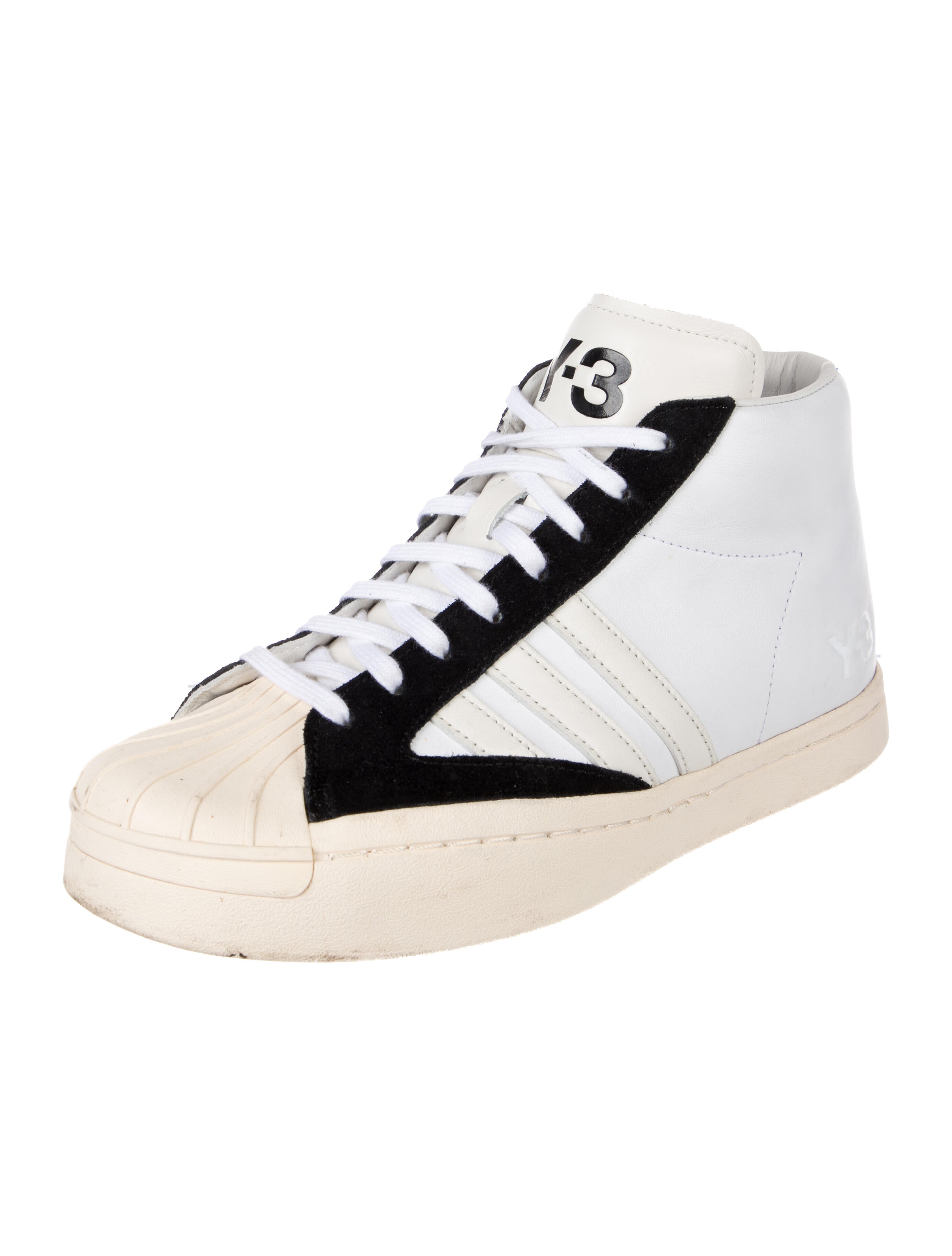 Y-3 Leather Colorblock Pattern Sneakers