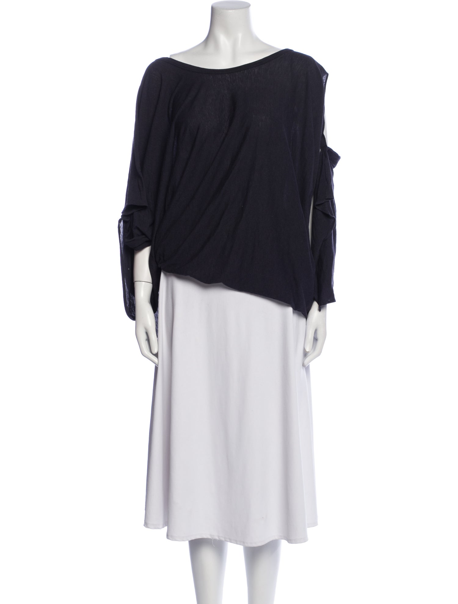 Y-3 Scoop Neck Three-Quarter Sleeve Blouse