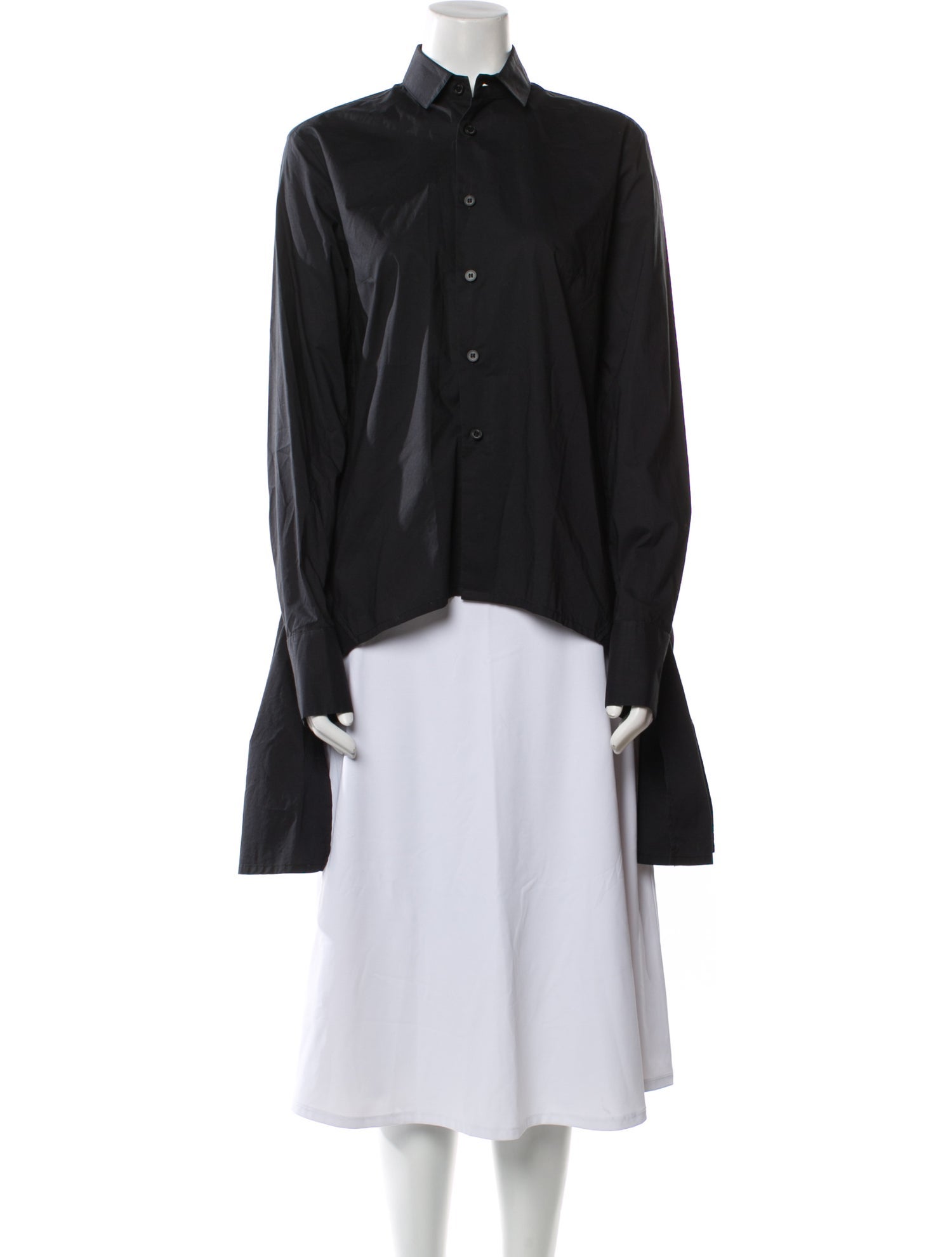 Y-3 Mock Neck Long Sleeve Button-Up Top