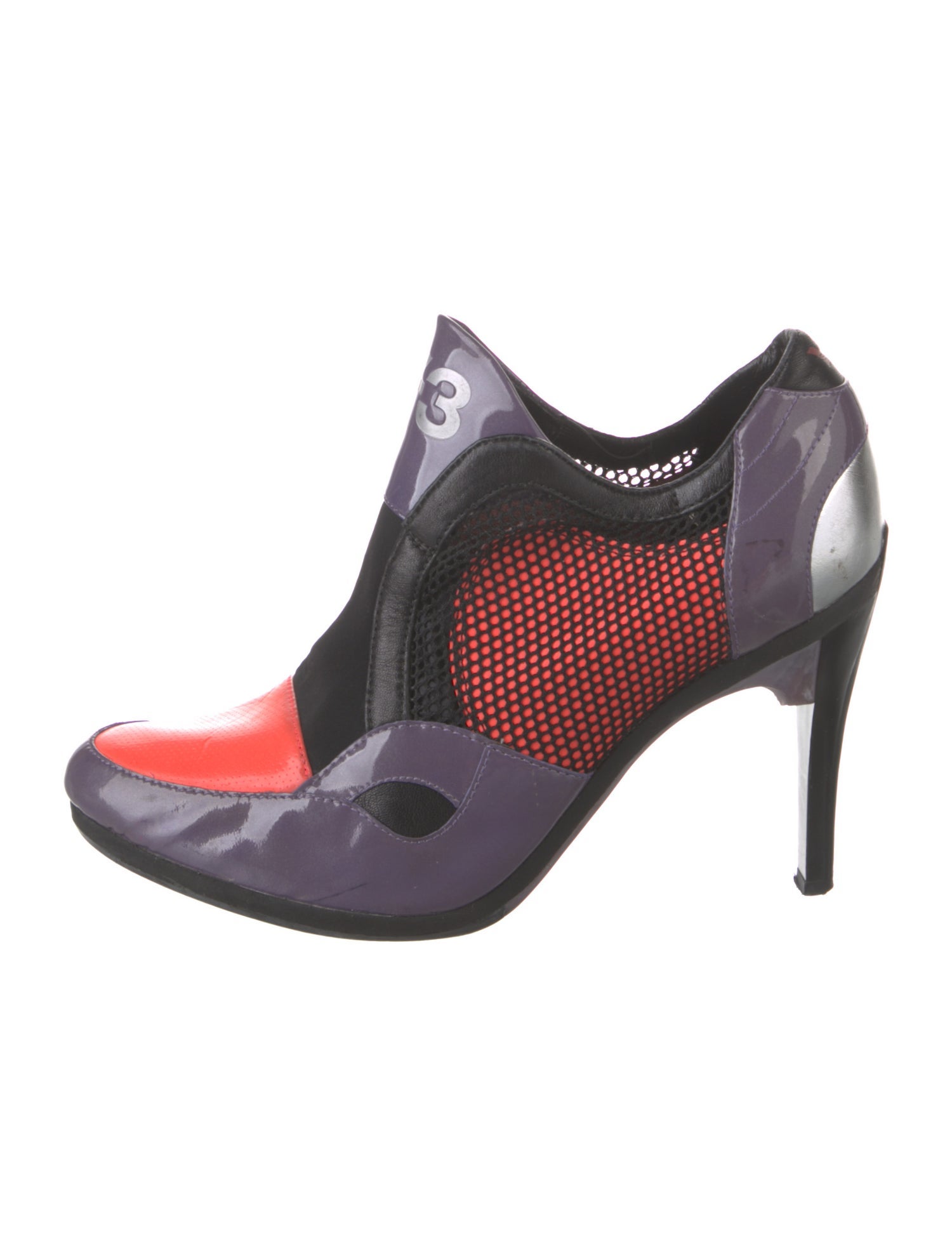 Y-3 Patent Leather Colorblock Pattern Pumps