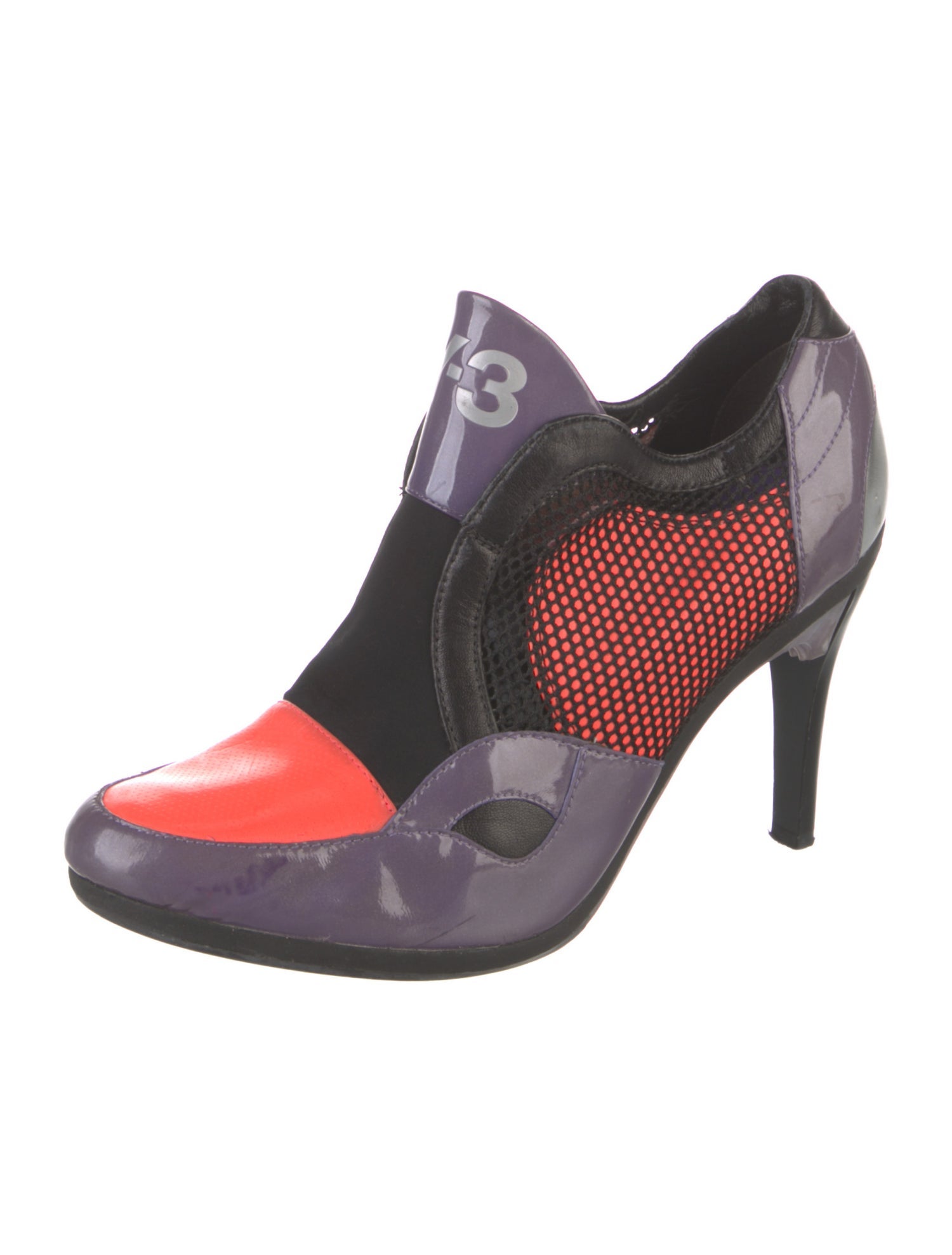 Y-3 Patent Leather Colorblock Pattern Pumps