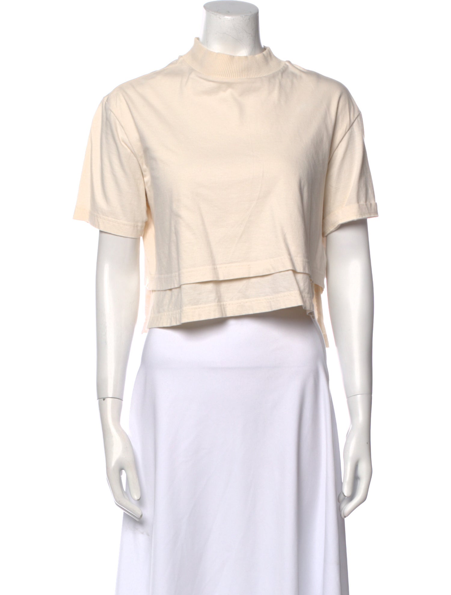 Y-3 Mock Neck Short Sleeve Crop Top