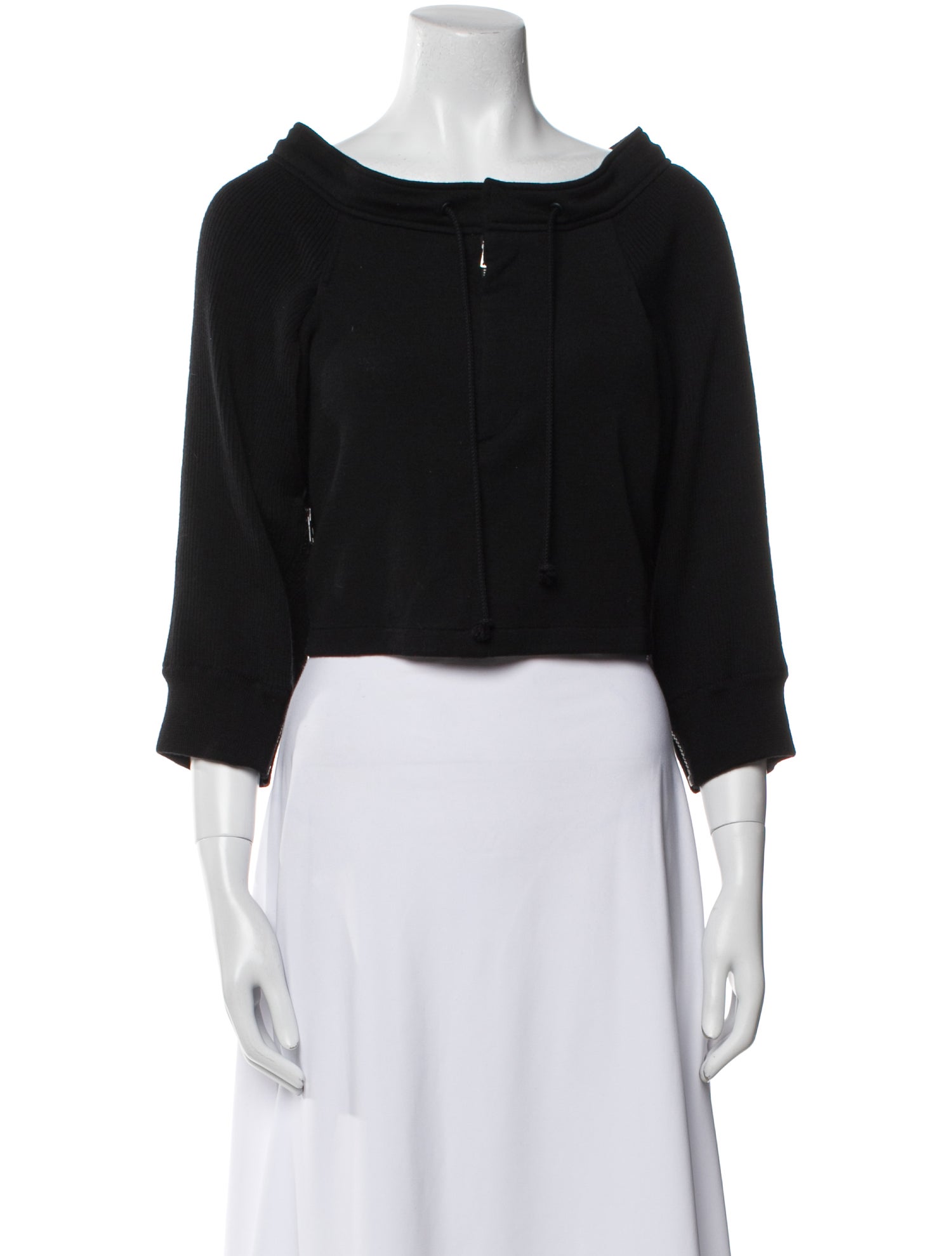 Y-3 Bateau Neckline Three-Quarter Sleeve Crop Top