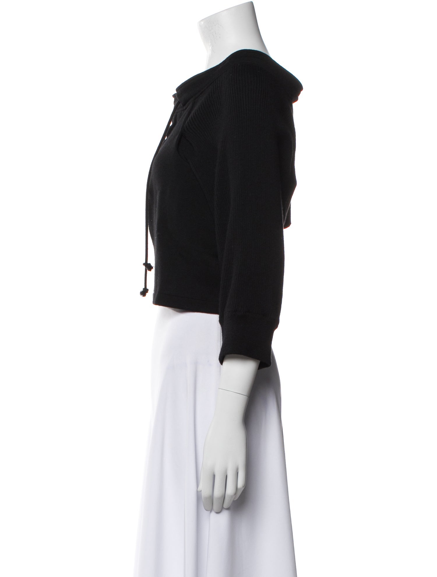 Y-3 Bateau Neckline Three-Quarter Sleeve Crop Top