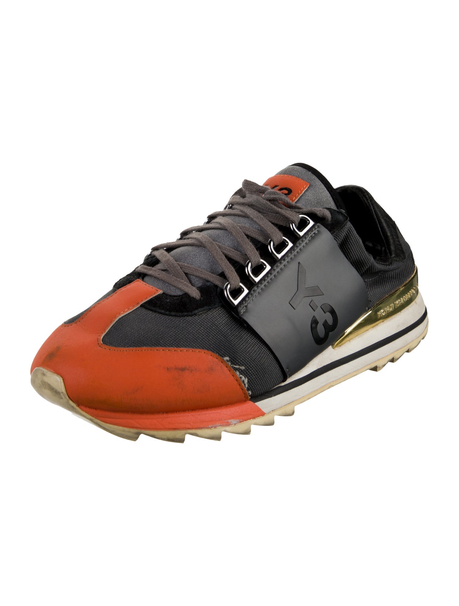 Y-3 Leather Colorblock Pattern Sneakers