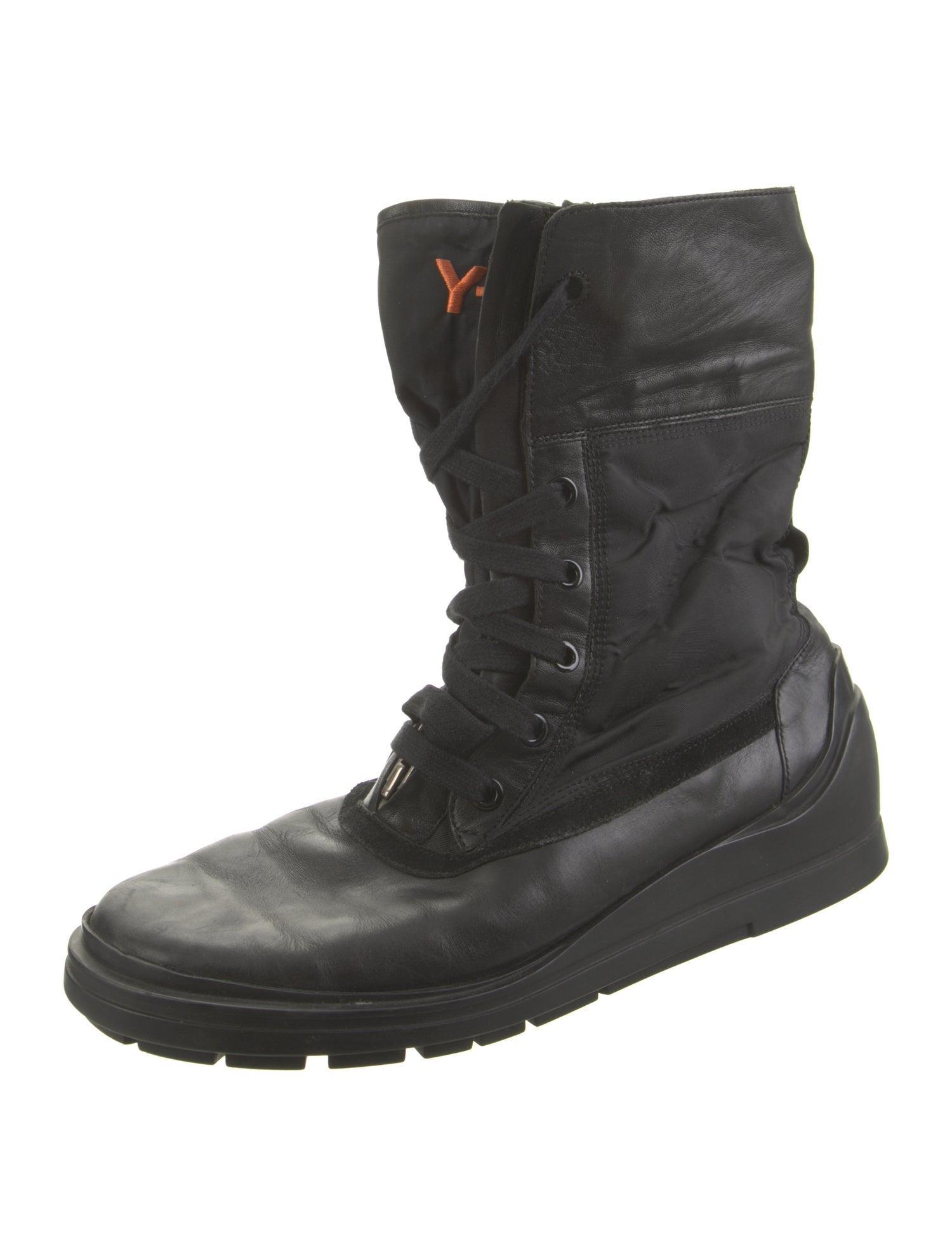Y-3 Leather Lace-Up Boots
