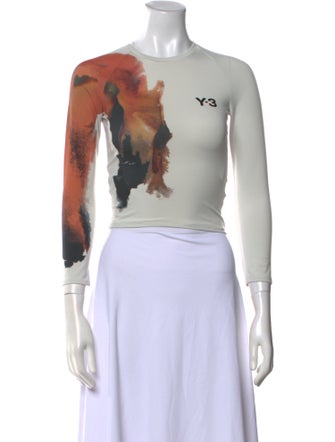 Y-3 x Adidas Graphic Print Bateau Neckline Crop Top