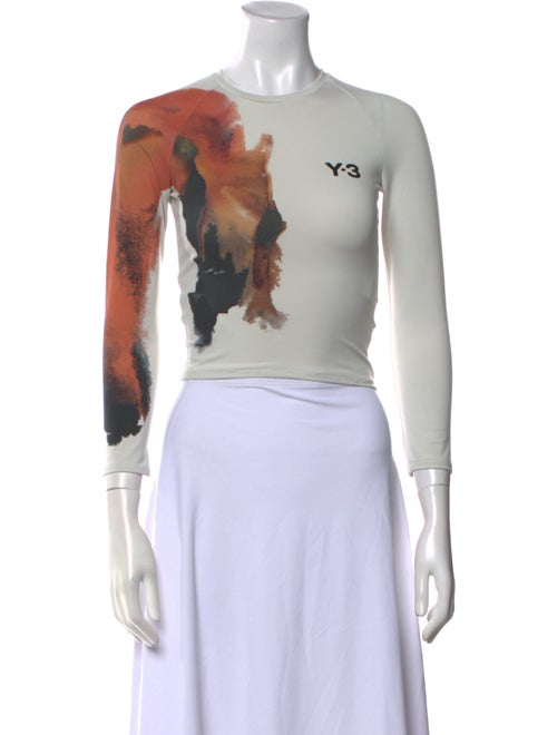 Y-3 x Adidas Graphic Print Bateau Neckline Crop Top