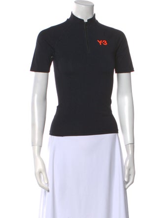 Y-3 x Adidas Graphic Print Mock Neck Polo