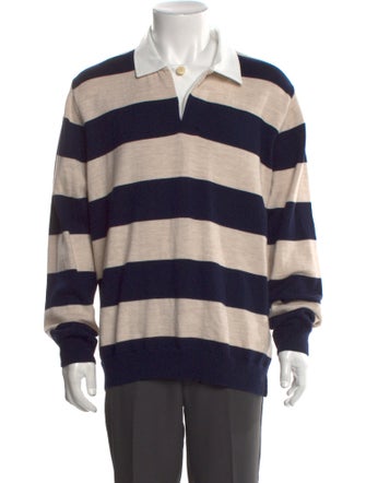 YMC Wool Striped Polo Sweater