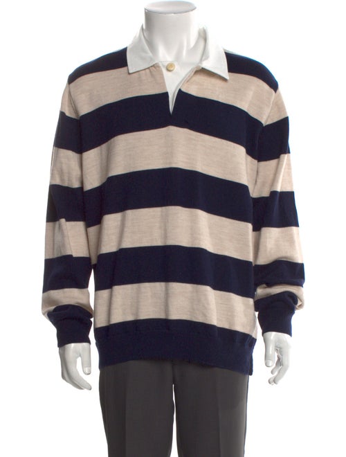 YMC Wool Striped Polo Sweater