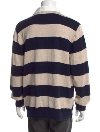 YMC Wool Striped Polo Sweater