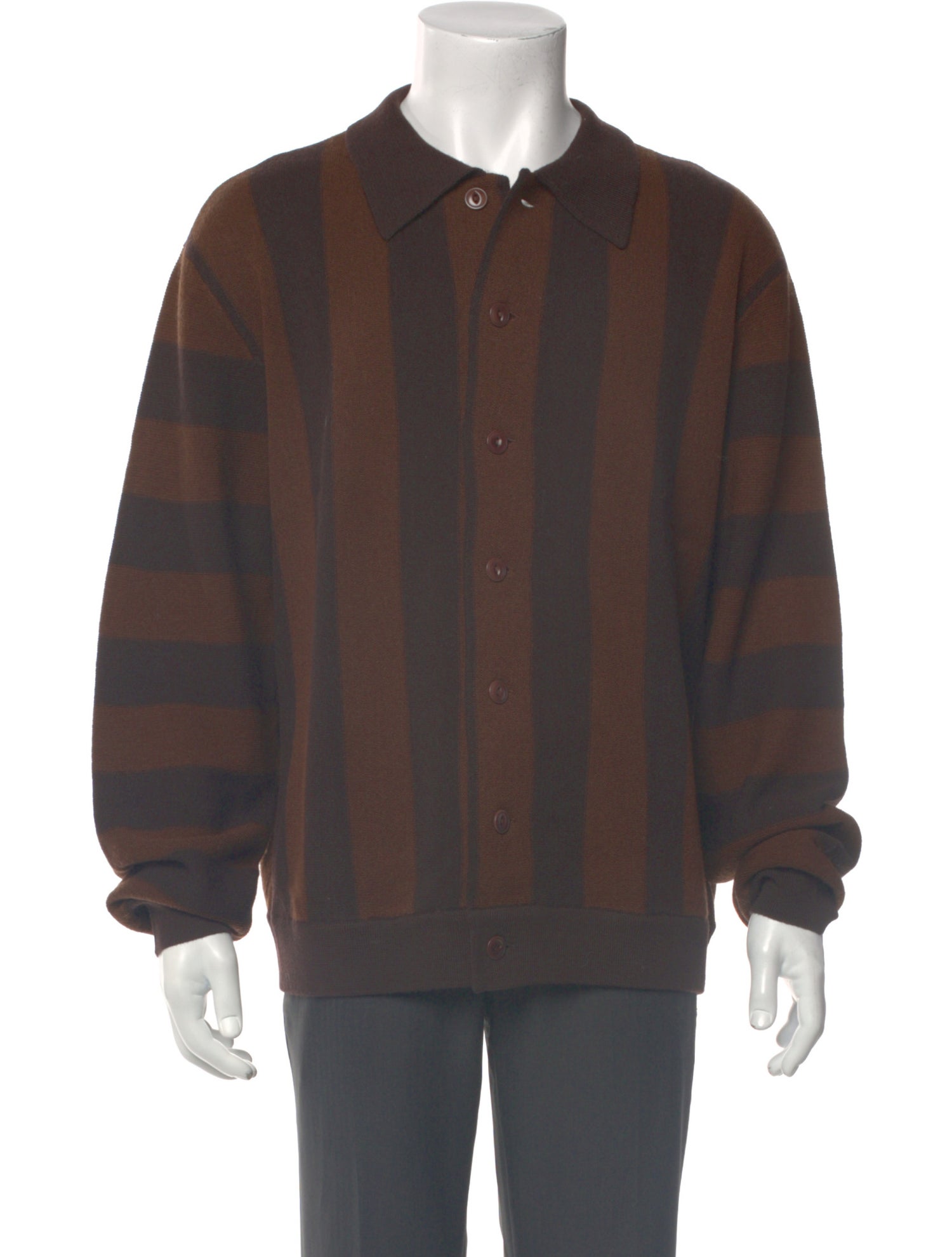 YMC Wool Striped Polo Sweater