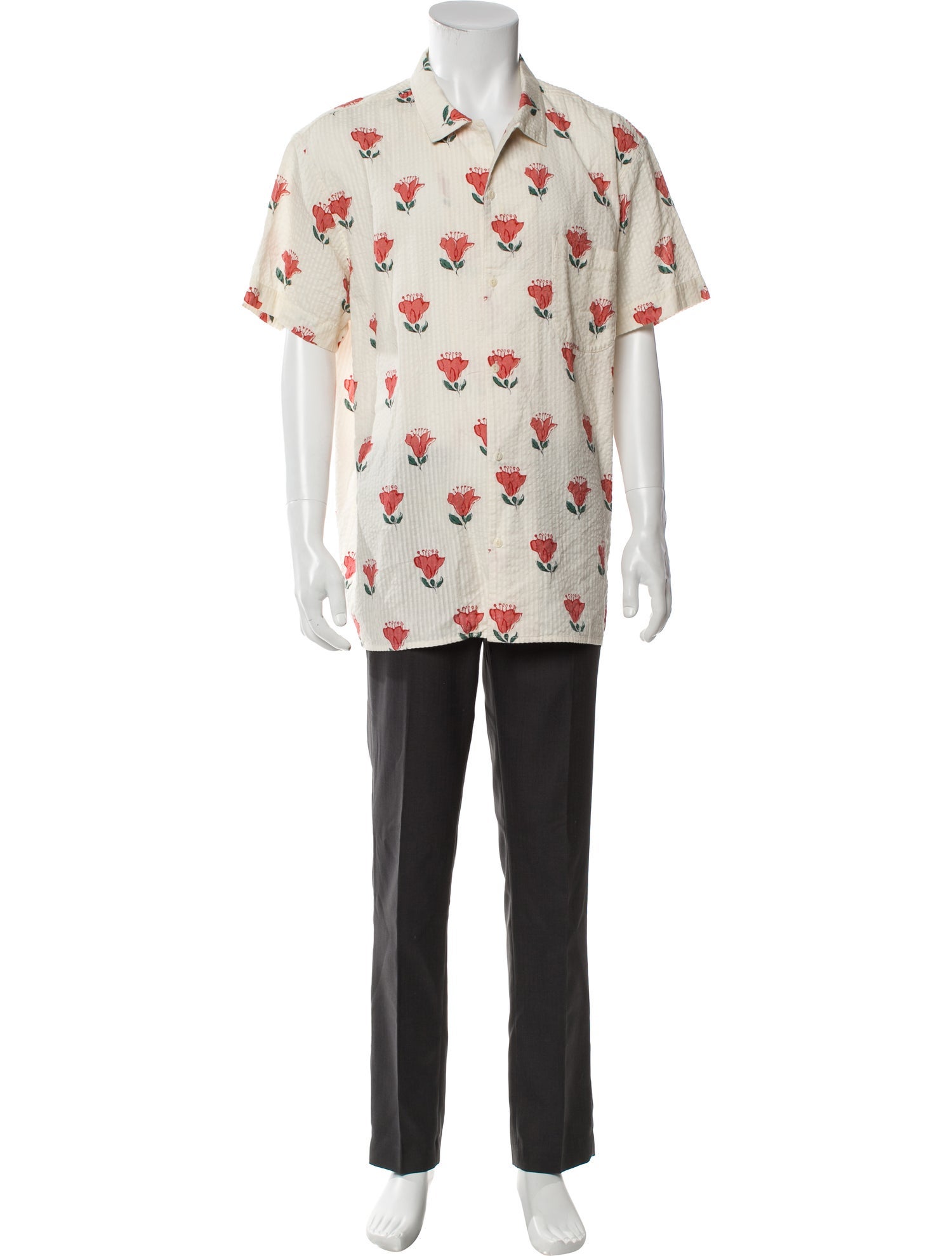 YMC Floral Print Short Sleeve Shirt