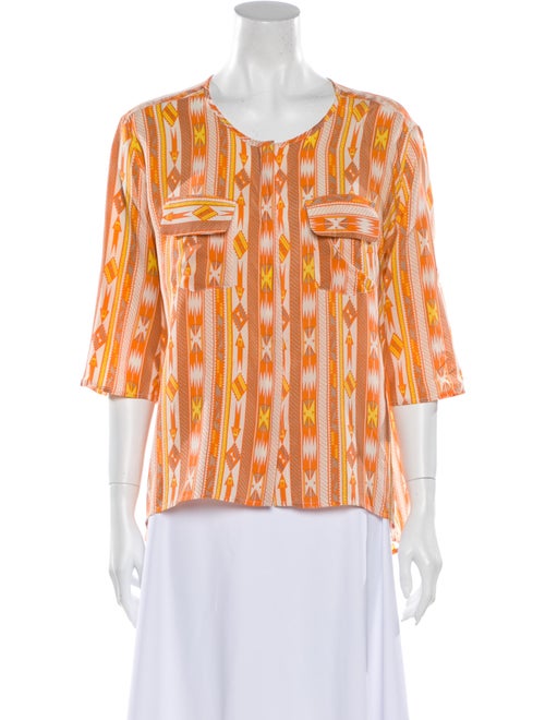 Amanda Wakeley Silk Printed Blouse Orange