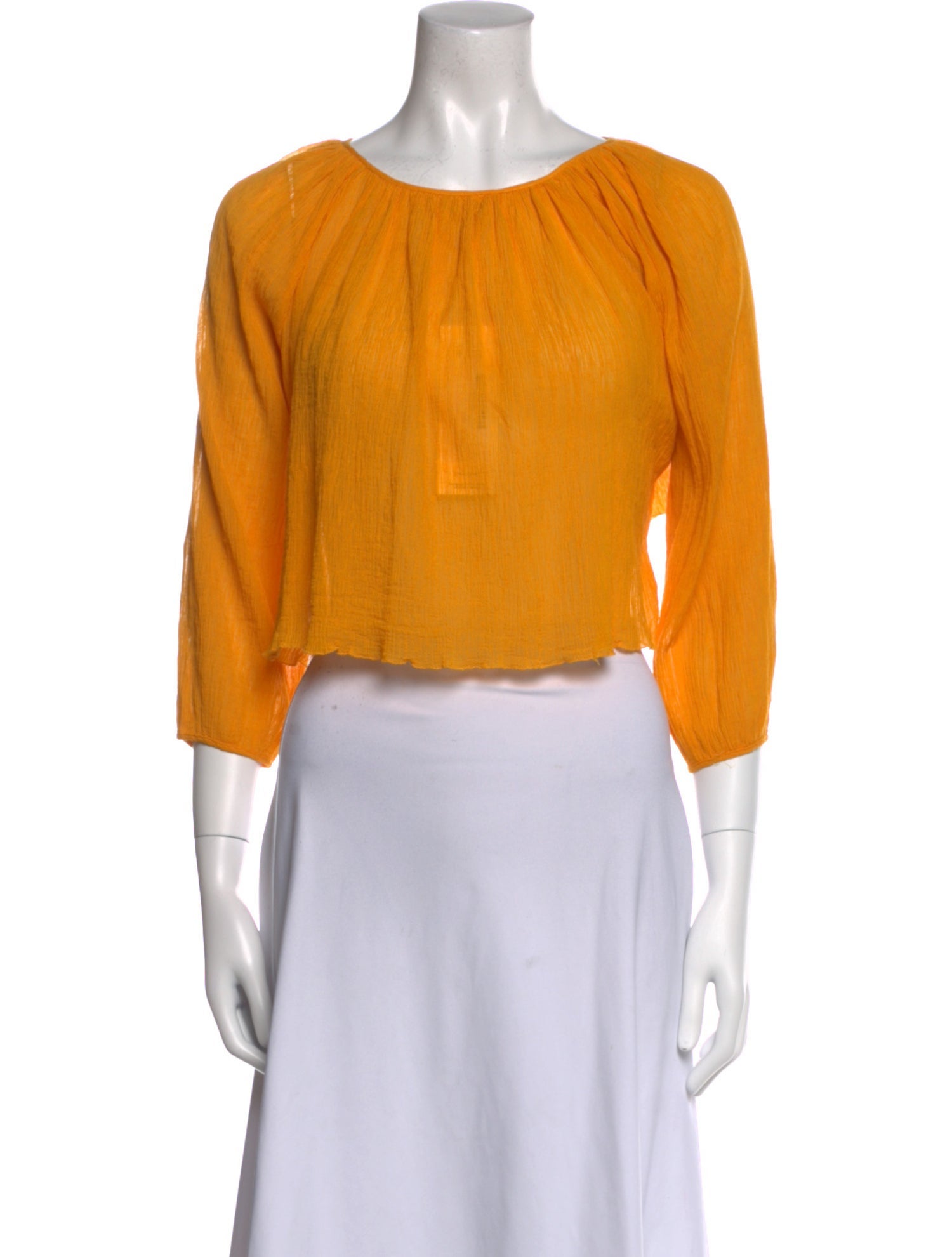 Marysia Swim Bateau Neckline Three-Quarter Sleeve Crop Top